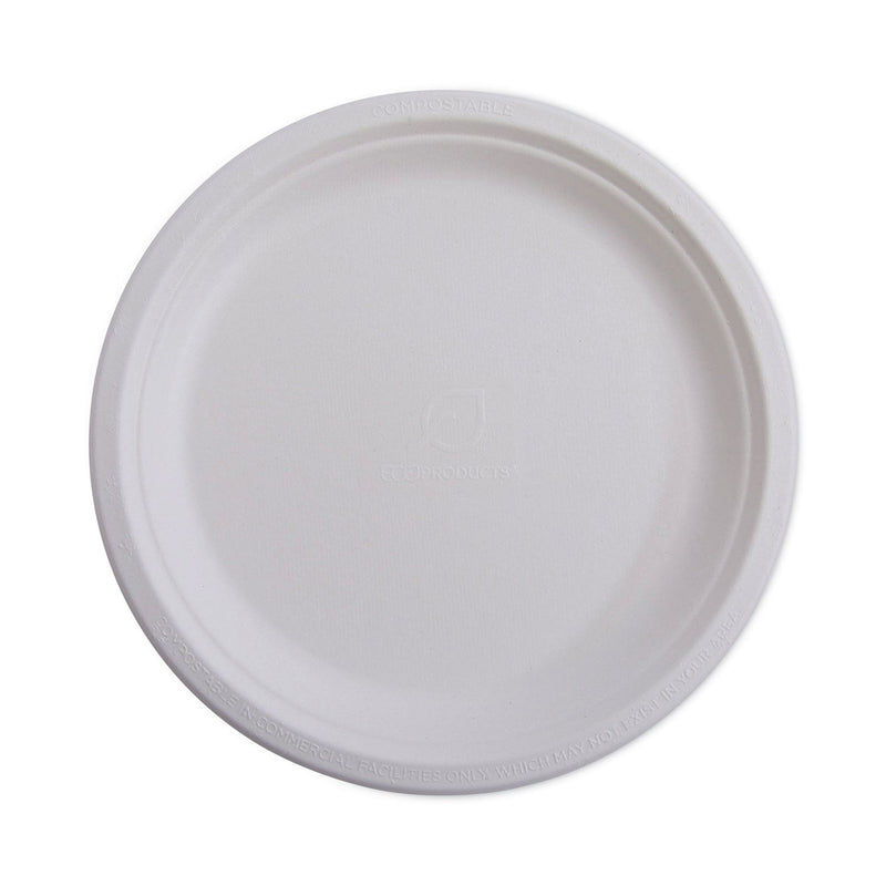 Eco-Products Renewable and Compostable Sugarcane Plates Convenience Pack, 6" dia, Natural White, 50/Pack