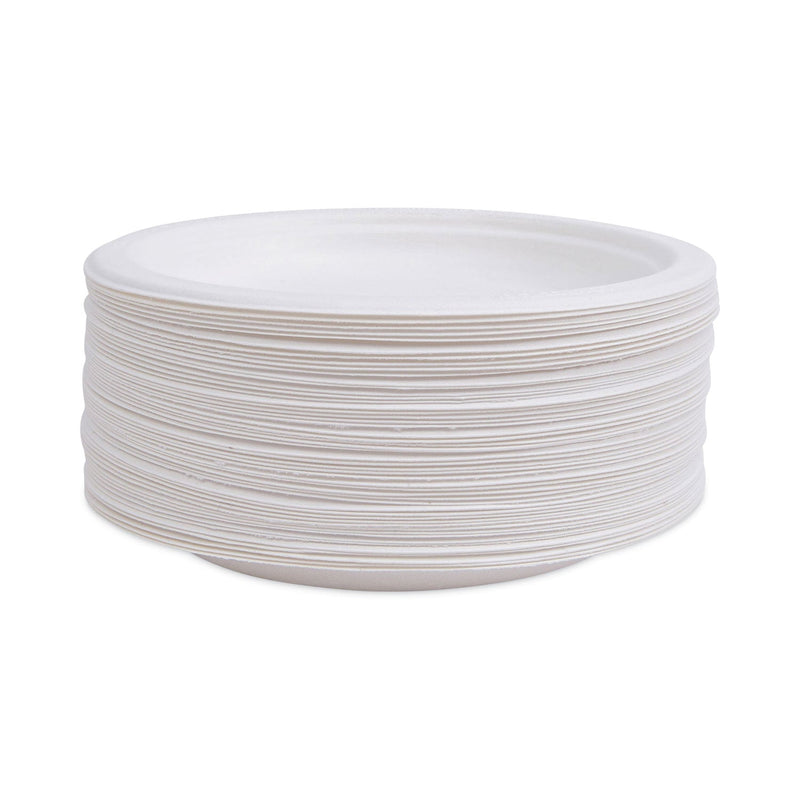 Eco-Products Renewable and Compostable Sugarcane Plates Convenience Pack, 6" dia, Natural White, 50/Pack
