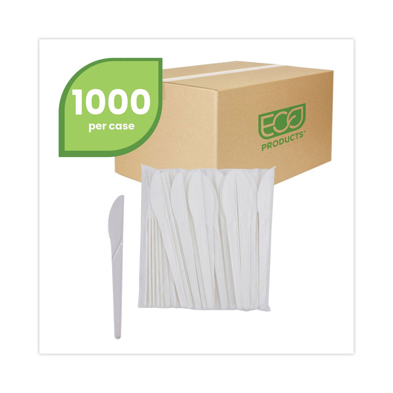 Eco-Products Plantware Compostable Cutlery, Knife, 6", Pearl White, 50/Pack, 20 Pack/Carton