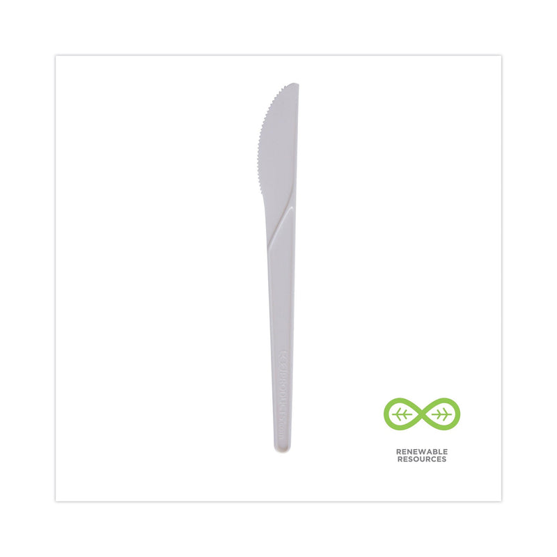 Eco-Products Plantware Compostable Cutlery, Knife, 6", Pearl White, 50/Pack, 20 Pack/Carton