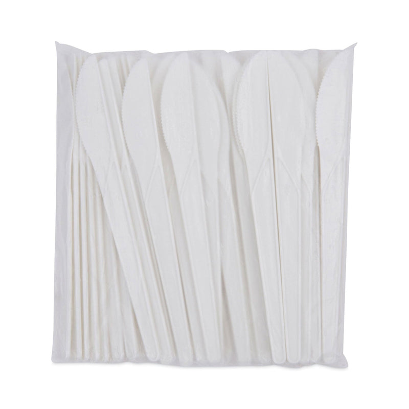 Eco-Products Plantware Compostable Cutlery, Knife, 6", Pearl White, 50/Pack, 20 Pack/Carton