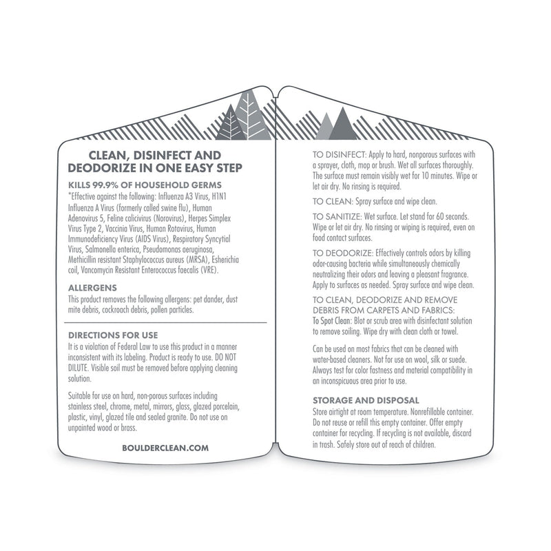 Boulder Clean Disinfectant Cleaner, Lemon Scent, 28 oz Bottle