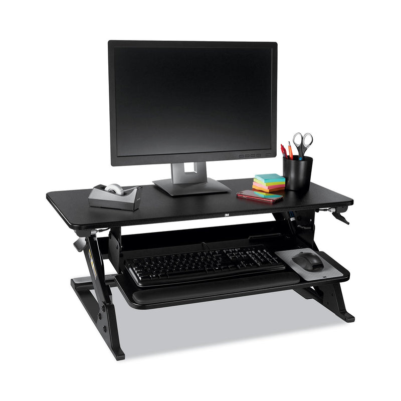 3M Precision Standing Desk, 35.4" x 22.2" x 6.2" to 20", Black