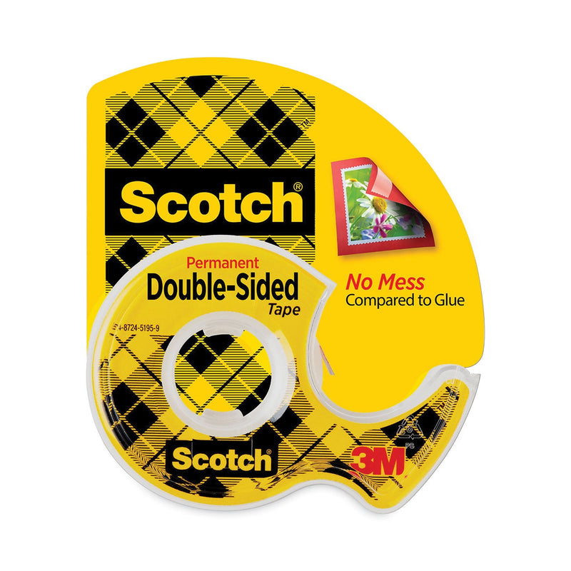 Scotch Double-Sided Permanent Tape in Handheld Dispenser, 1" Core, 0.5" x 20.83 ft, Clear