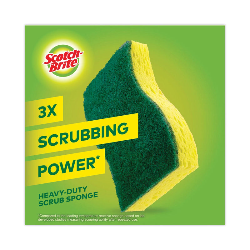 Scotch-Brite Heavy-Duty Scrub Sponge, 4.5 x 2.7, 0.6" Thick, Yellow/Green, 6/Pack