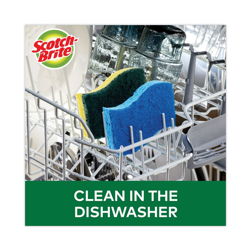 Scotch-Brite Heavy-Duty Scrub Sponge, 4.5 x 2.7, 0.6" Thick, Yellow/Green, 6/Pack