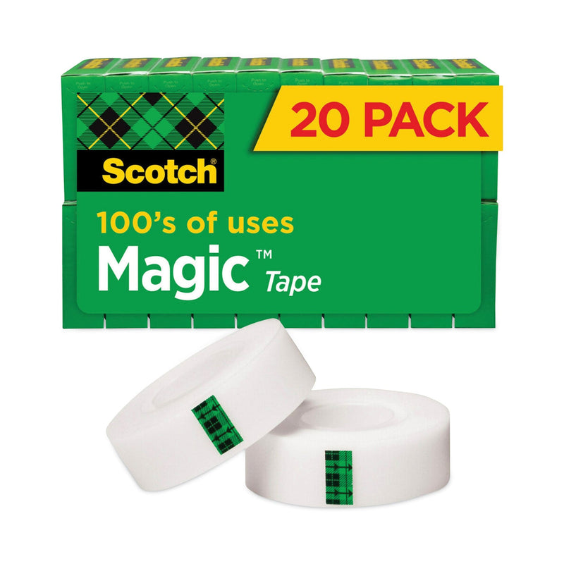 Scotch Magic Tape Value Pack, 1" Core, 0.75" x 83.33 ft, Clear, 20/Pack