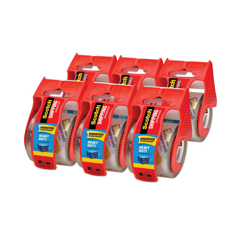 Scotch 3850 Heavy-Duty Packaging Tape with Dispenser, 1.5" Core, 1.88" x 66.66 ft, Clear, 6/Pack