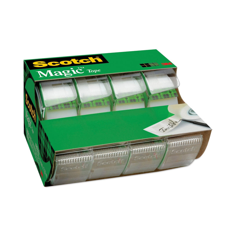 Scotch Magic Tape in Handheld Dispenser, 1" Core, 0.75" x 25 ft, Clear, 4/Pack