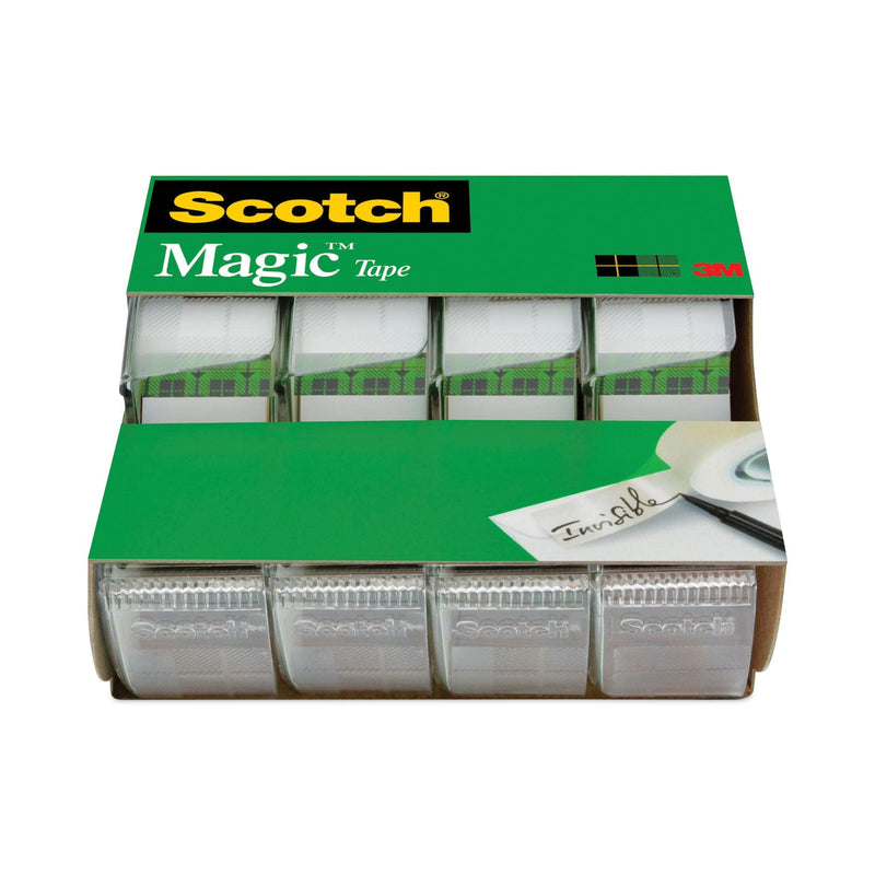 Scotch Magic Tape in Handheld Dispenser, 1" Core, 0.75" x 25 ft, Clear, 4/Pack