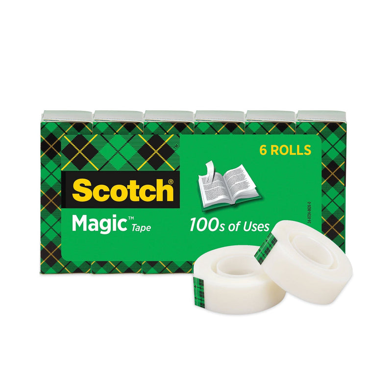 Scotch Magic Tape Refill, 1" Core, 0.75" x 36 yds, Clear, 6/Pack