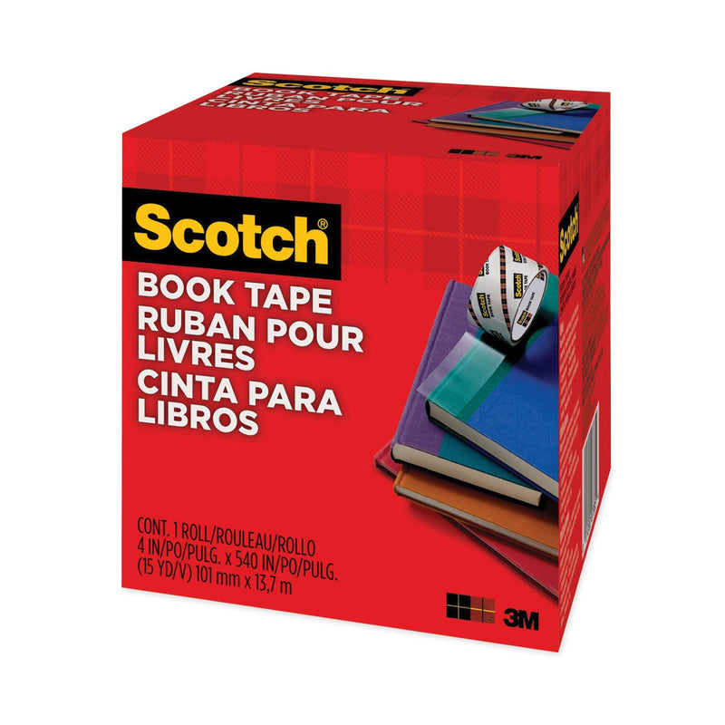 Scotch Book Tape, 3" Core, 4" x 15 yds, Clear
