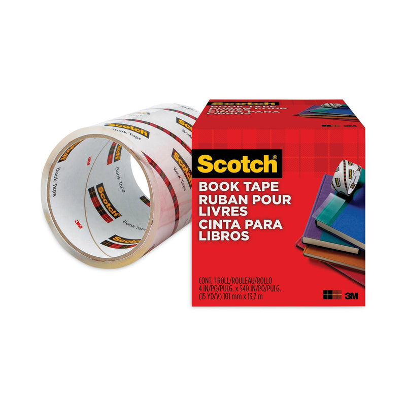 Scotch Book Tape, 3" Core, 4" x 15 yds, Clear