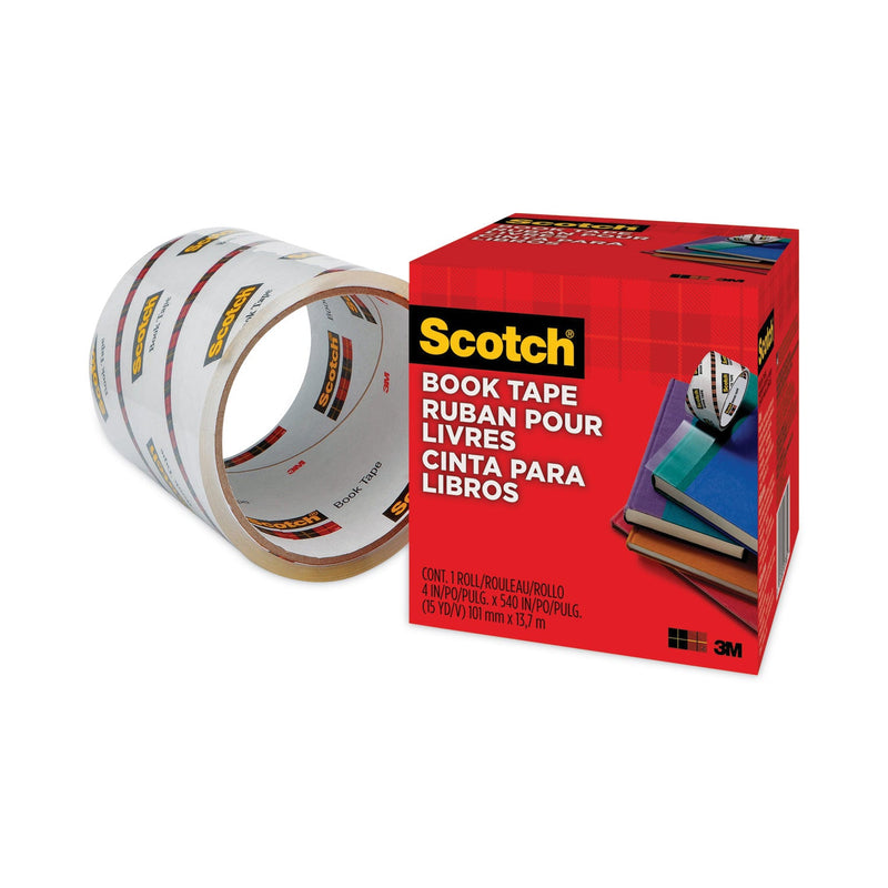 Scotch Book Tape, 3" Core, 4" x 15 yds, Clear