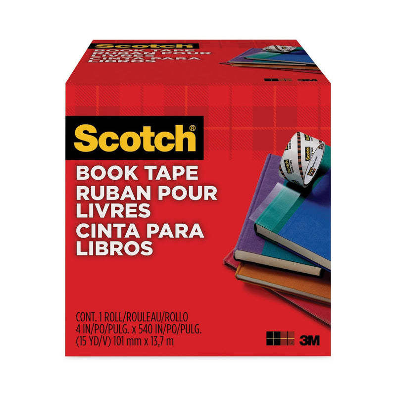 Scotch Book Tape, 3" Core, 4" x 15 yds, Clear