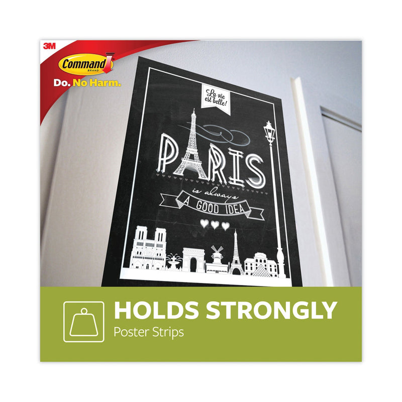 Command Poster Strips, Removable, Holds Up to 1 lb per Pair, 1.63 x 2.75, White, 256/Pack