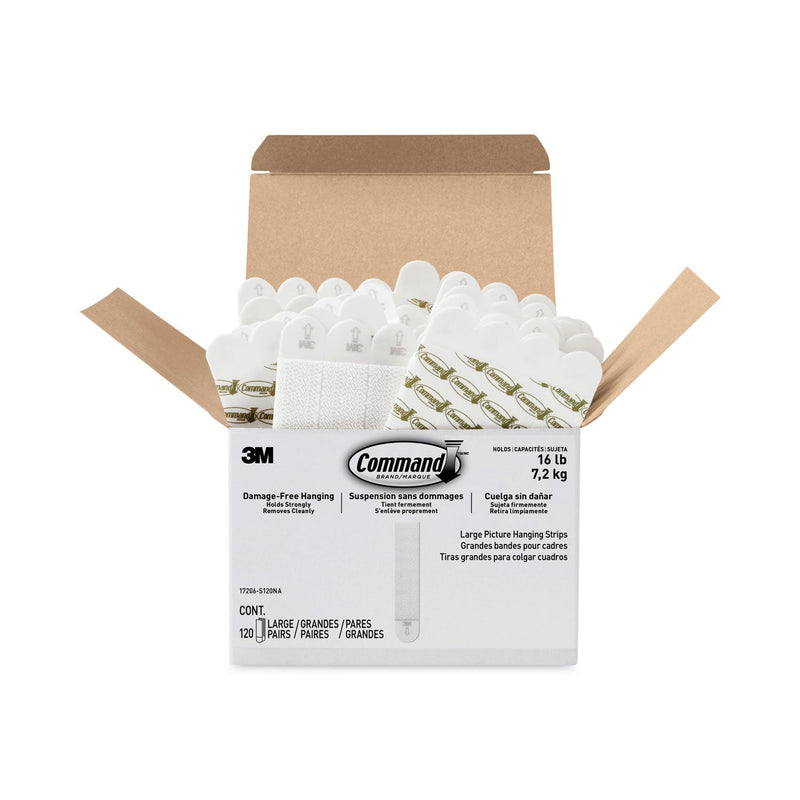 Command Picture Hanging Strips, Value Pack, Large, Removable, Holds Up to 16 lbs, 0.75 x 3.65, White, 120 Pairs/Pack