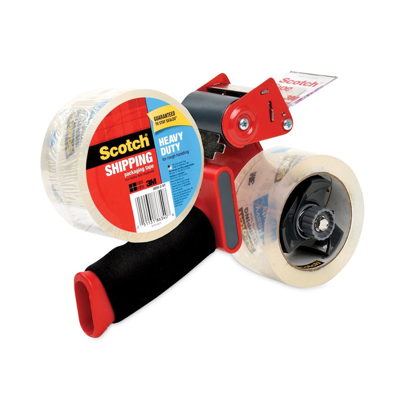 Scotch Packaging Tape Dispenser with Two Rolls of Tape, 3" Core, For Rolls Up to 2" x 60 yds, Red