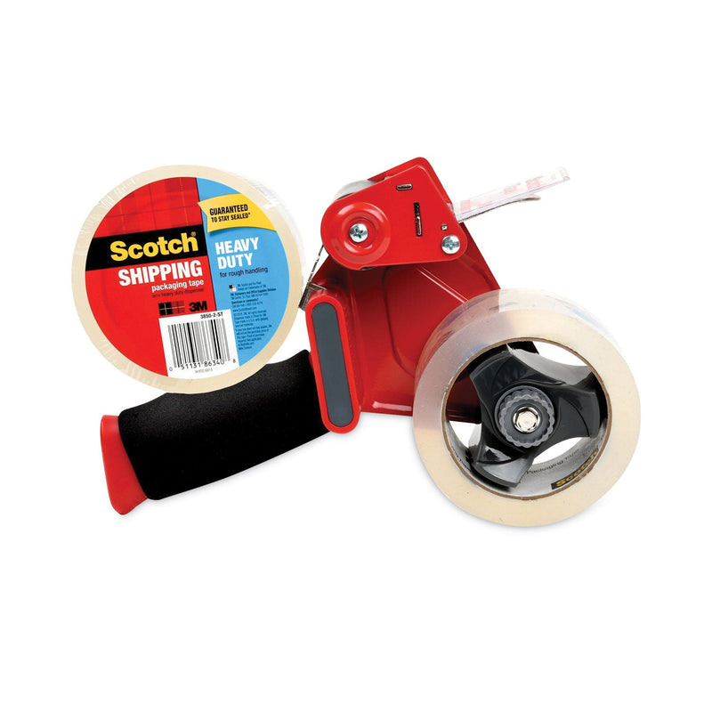 Scotch Packaging Tape Dispenser with Two Rolls of Tape, 3" Core, For Rolls Up to 2" x 60 yds, Red