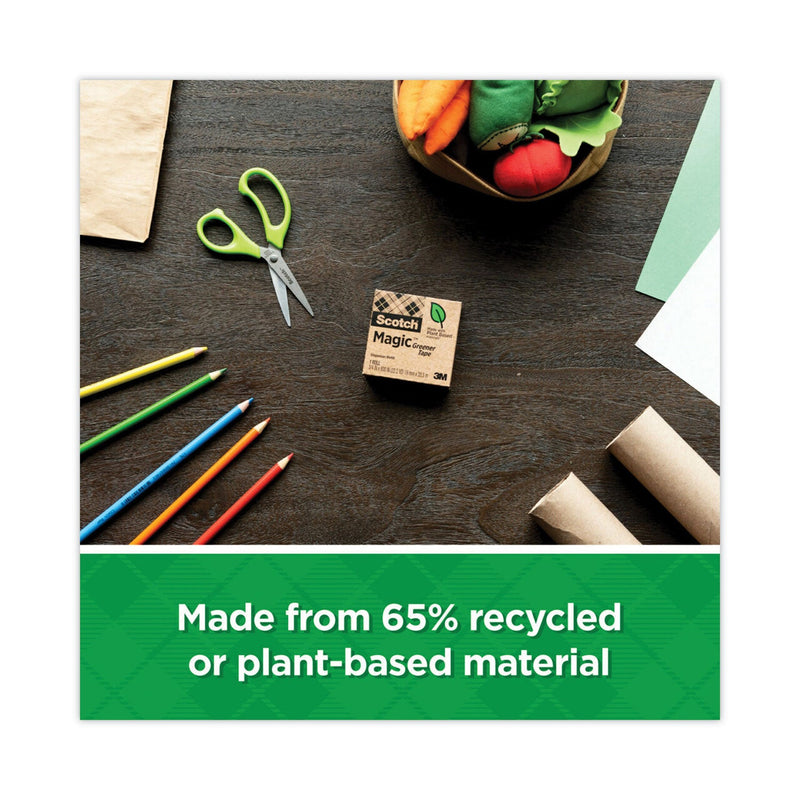 Scotch Magic Greener Tape, 1" Core, 0.75" x 75 ft, Clear, 12/Pack