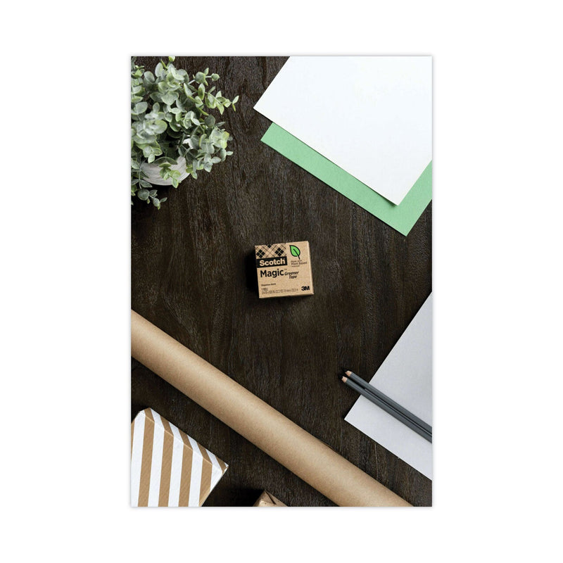 Scotch Magic Greener Tape, 1" Core, 0.75" x 75 ft, Clear, 12/Pack