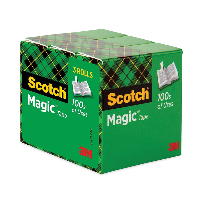 Scotch Magic Tape Refill, 3" Core, 1" x 72 yds, Clear, 3/Pack