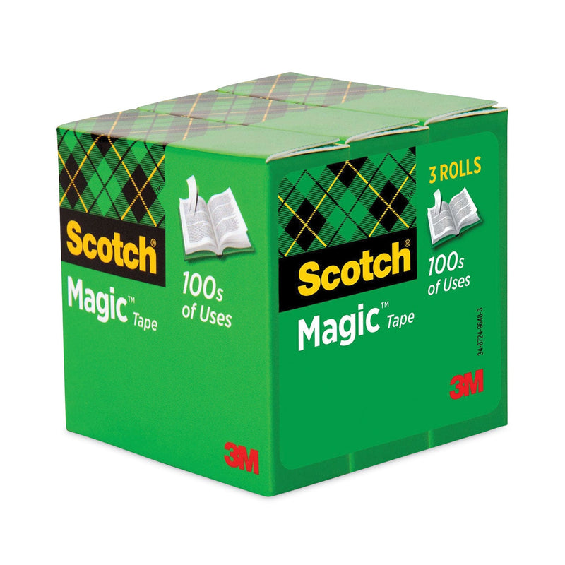 Scotch Magic Tape Refill, 3" Core, 1" x 72 yds, Clear, 3/Pack