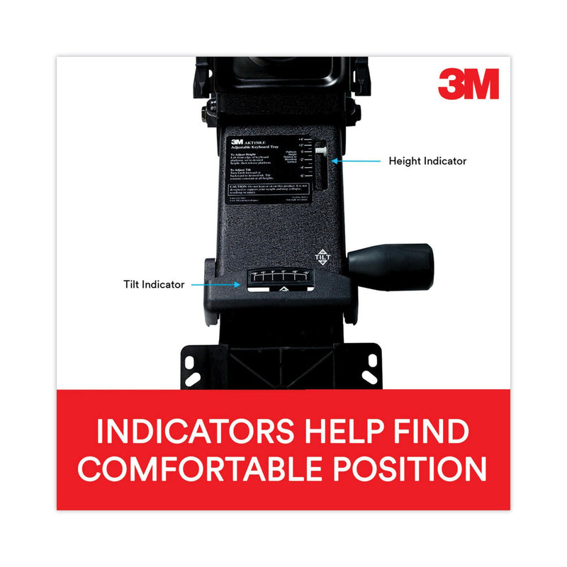 3M Easy Adjust Keyboard Tray, Standard Platform, 23" Track, Black