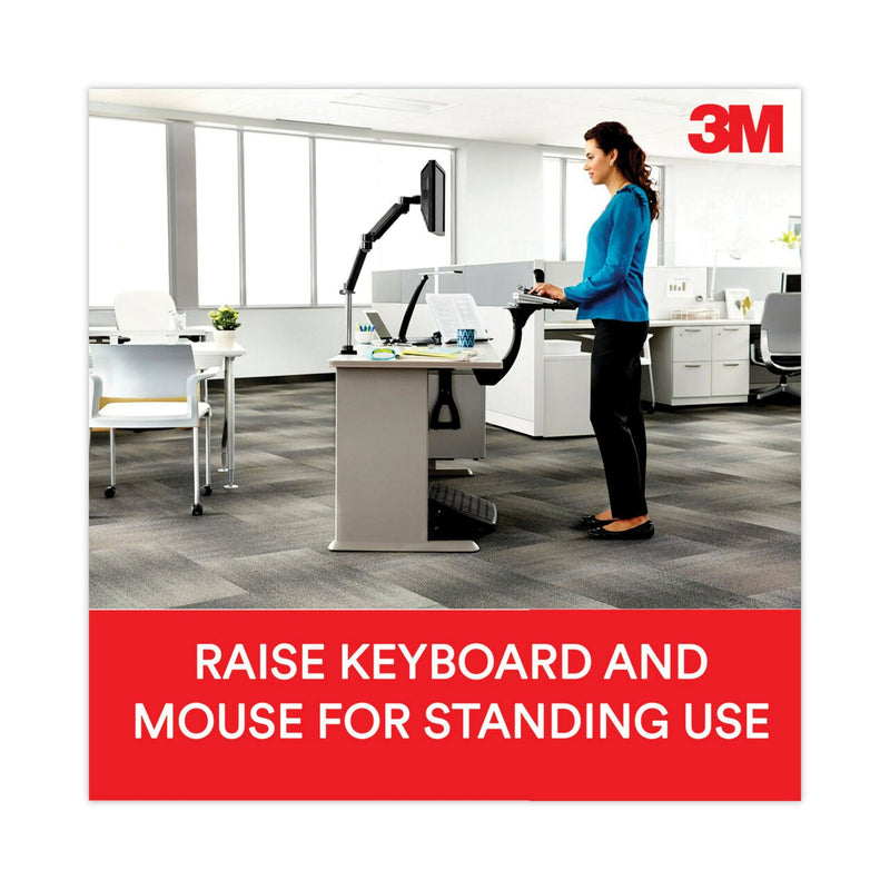 3M Sit/Stand Easy Adjust Keyboard Tray, Highly Adjustable Platform,, Black