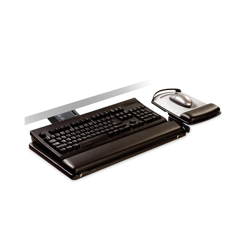 3M Sit/Stand Easy Adjust Keyboard Tray, Highly Adjustable Platform,, Black