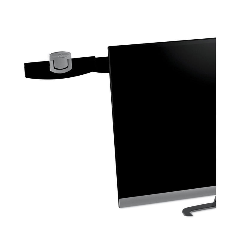 3M Swing Arm Copyholder, Adhesive Monitor Mount, 30 Sheet Capacity, Plastic, Black/Silver Clip