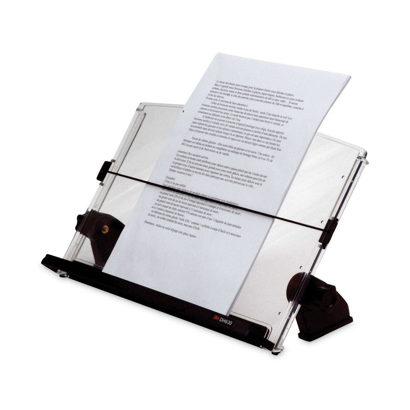 3M In-Line Adjustable Desktop Copyholder,150 Sheet Capacity, Plastic, Black/Clear