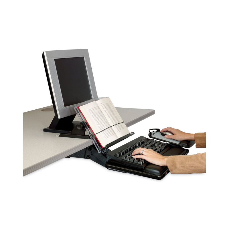 3M In-Line Adjustable Desktop Copyholder,150 Sheet Capacity, Plastic, Black/Clear