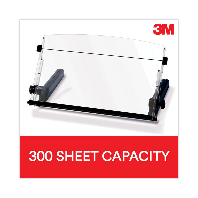 3M In-Line Freestanding Copyholder, 300 Sheet Capacity, Plastic, Black/Clear