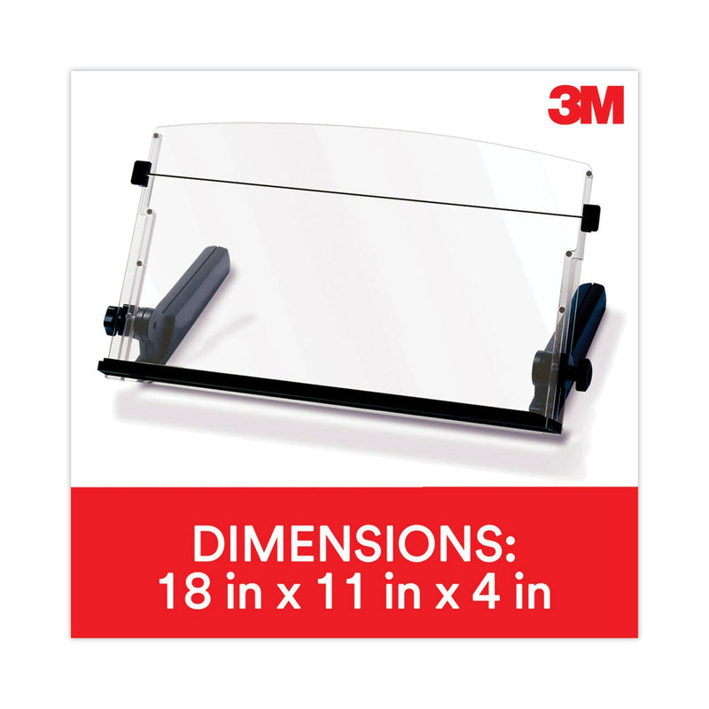 3M In-Line Freestanding Copyholder, 300 Sheet Capacity, Plastic, Black/Clear
