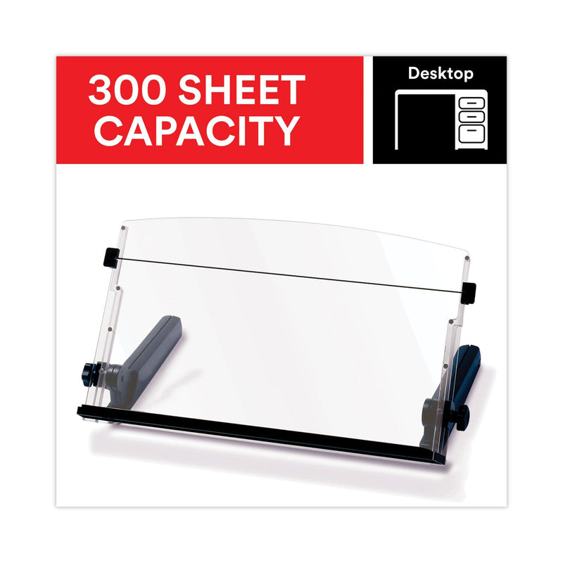 3M In-Line Freestanding Copyholder, 300 Sheet Capacity, Plastic, Black/Clear