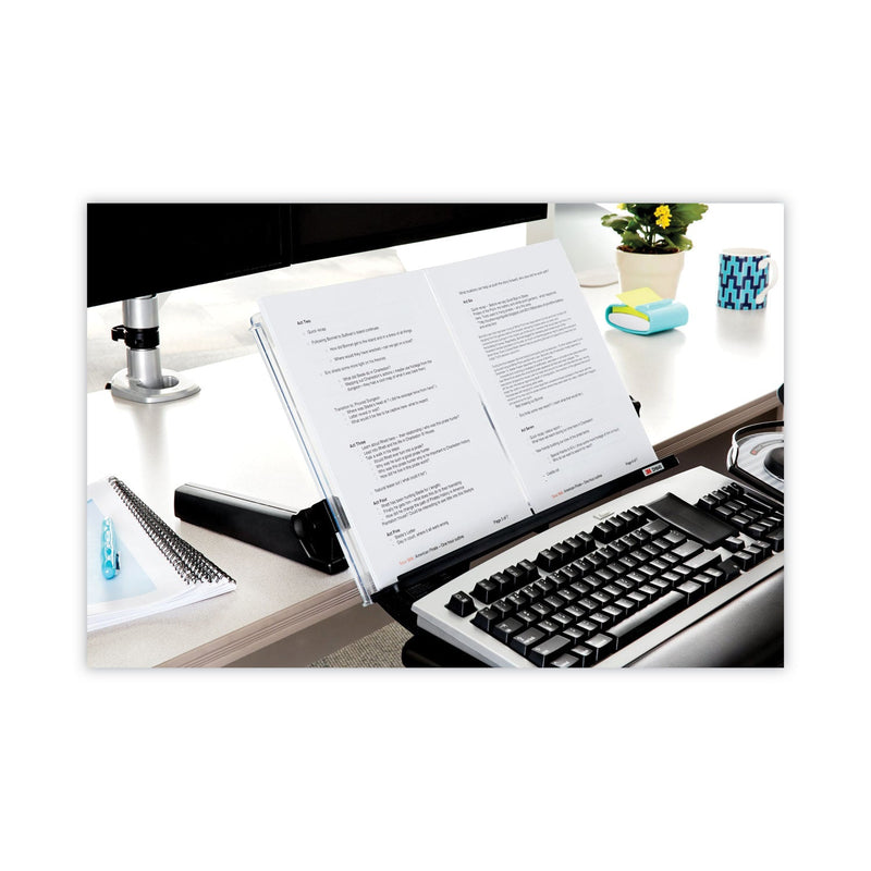 3M In-Line Freestanding Copyholder, 300 Sheet Capacity, Plastic, Black/Clear