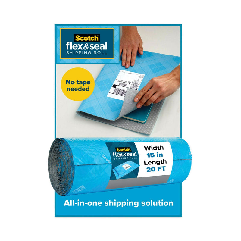Scotch Flex and Seal Shipping Roll, 15" x 20 ft, Blue/Gray