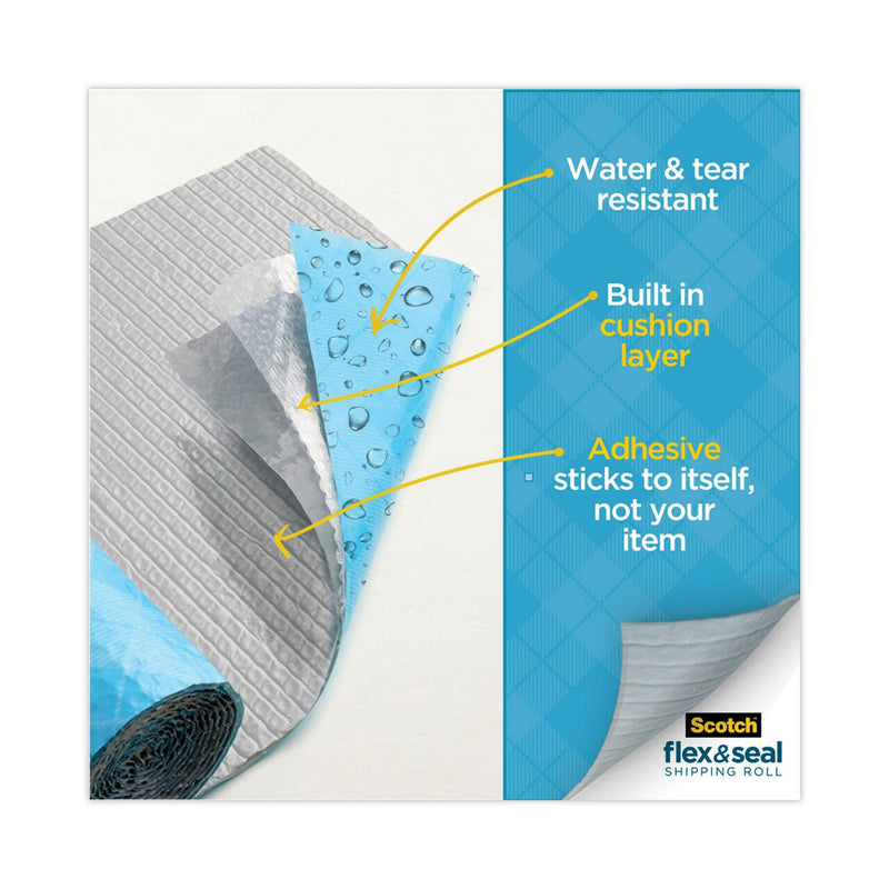 Scotch Flex and Seal Shipping Roll, 15" x 20 ft, Blue/Gray