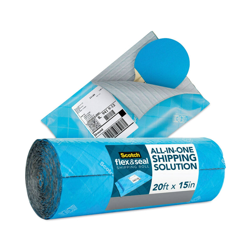 Scotch Flex and Seal Shipping Roll, 15" x 20 ft, Blue/Gray
