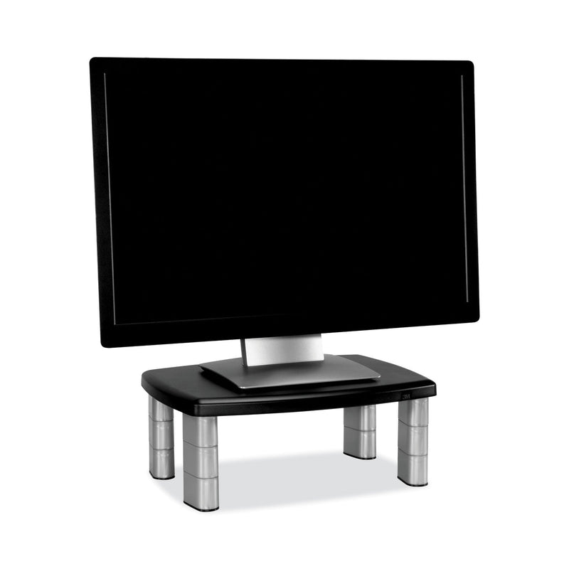 3M Adjustable Height Monitor Stand, 15" x 12" x 2.63" to 5.78", Black/Silver, Supports 80 lbs
