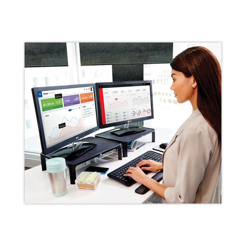 3M Adjustable Monitor Stand, 16" x 12" x 1.75" to 5.5", Black, Supports 20 lbs