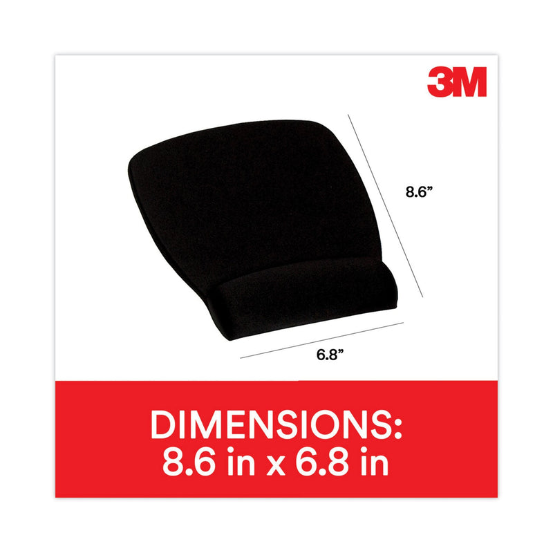 3M Antimicrobial Foam Mouse Pad with Wrist Rest, 8.62 x 6.75, Black