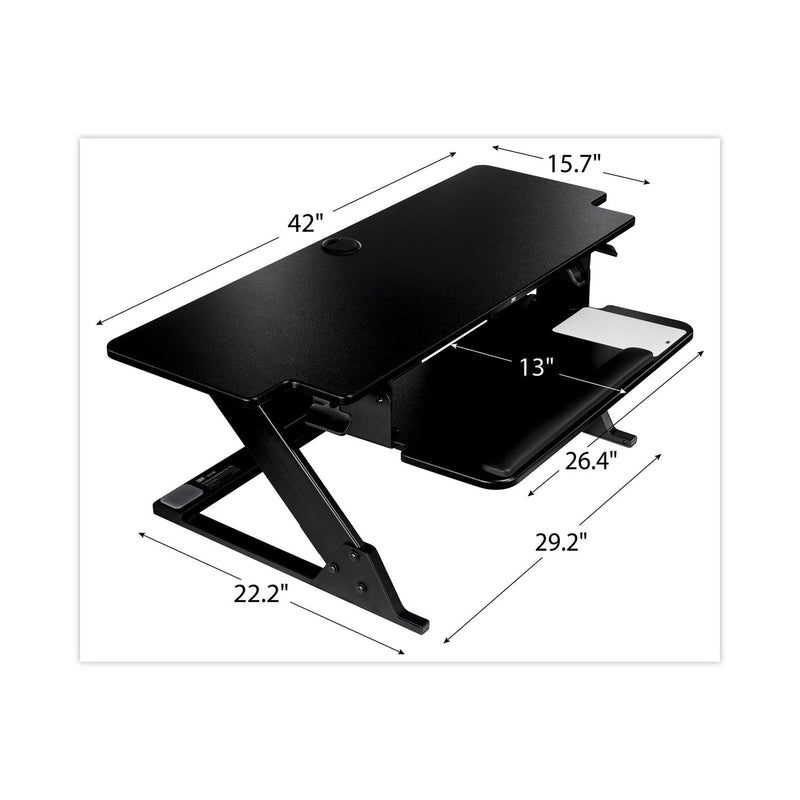 3M Precision Standing Desk, 42" x 23.2" x 6.2" to 20", Black