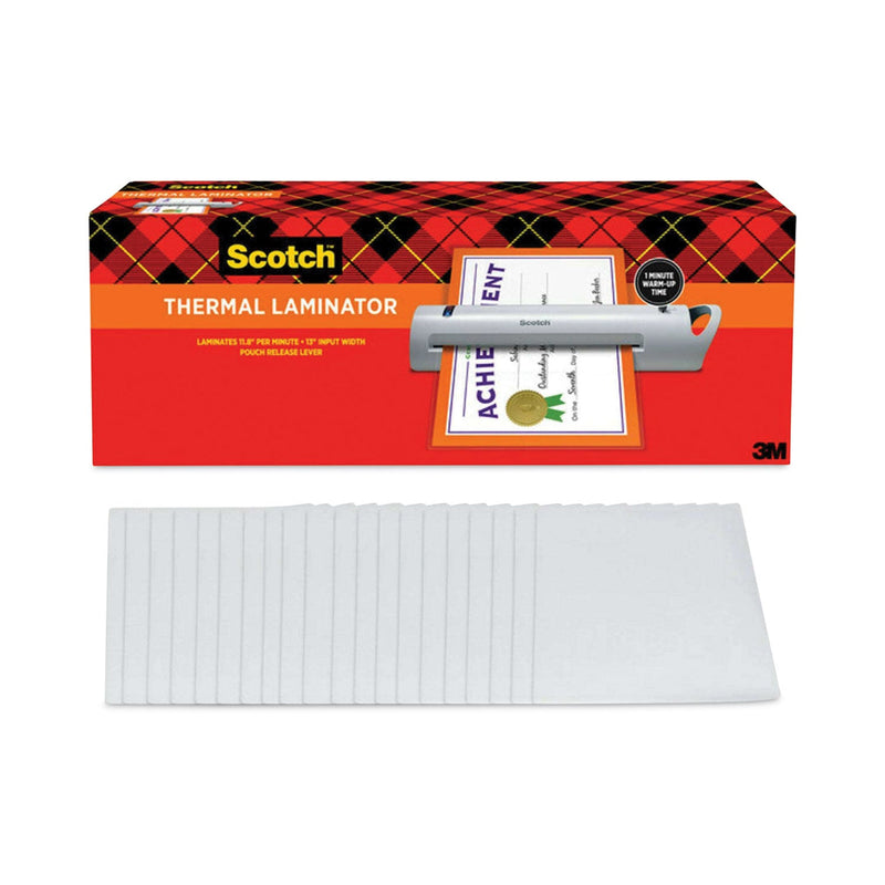 Scotch Thermal Laminator TL1302 Value Pack with 20 Pouches, Two Rollers, 13" Max Document Width, 5 mil Max Document Thickness