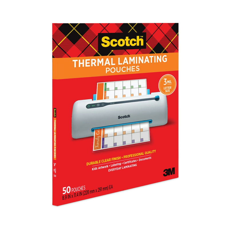 Scotch Laminating Pouches, 3 mil, 9" x 11.5", Gloss Clear, 50/Pack