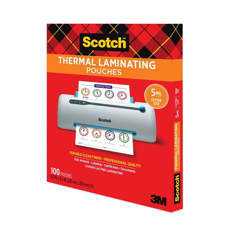 Scotch Laminating Pouches, 5 mil, 9" x 11.5", Gloss Clear, 100/Pack