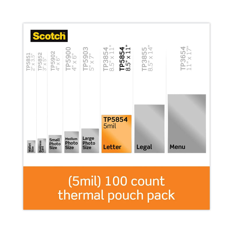Scotch Laminating Pouches, 5 mil, 9" x 11.5", Gloss Clear, 100/Pack