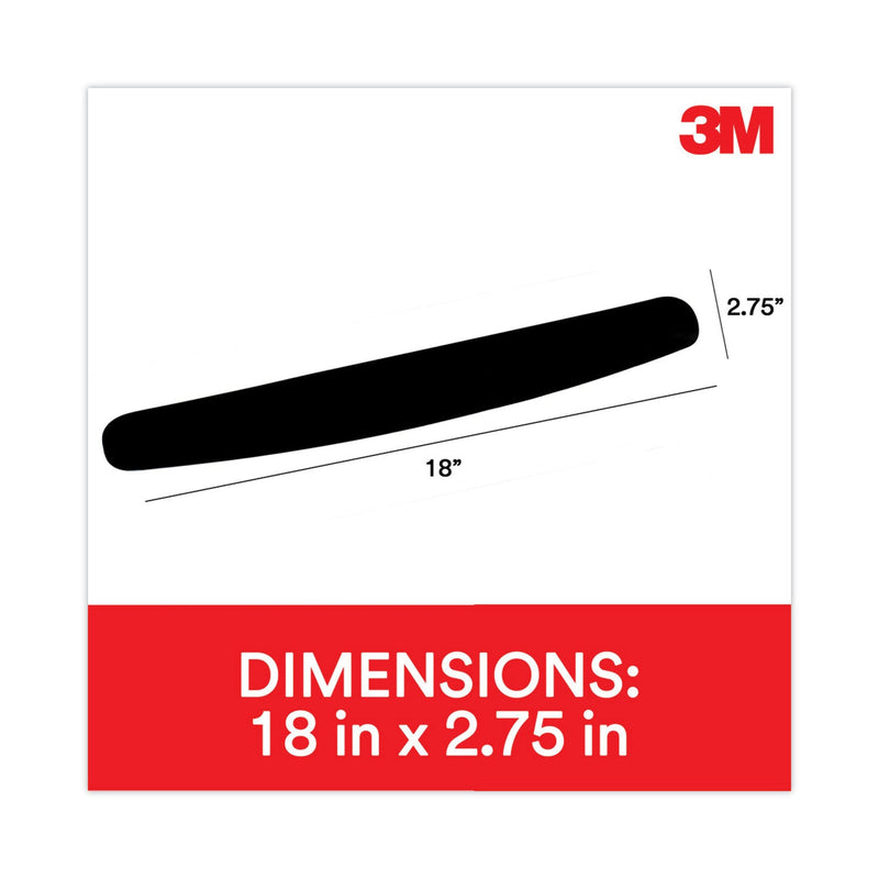 3M Antimicrobial Foam Keyboard Wrist Rest, 18 x 2.75, Black