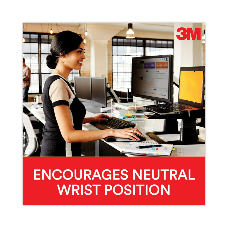 3M Antimicrobial Gel Compact Keyboard Wrist Rest, 18 x 2.75, Black